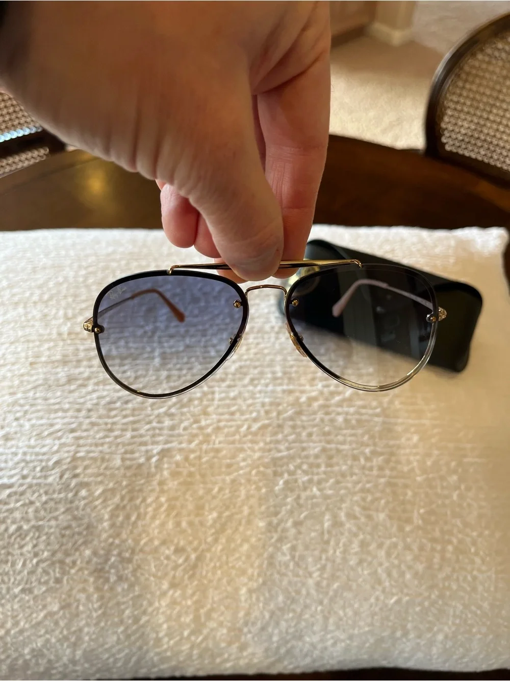 Ray-Ban Blaze Aviator Sunglasses - Arista Gold Frame with Blue Gradient Lenses